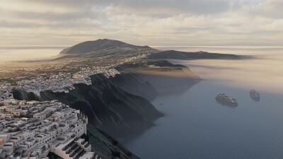 LGSR Santorini Airport & Island - Microsoft Flight Simulator 2024 screenshot